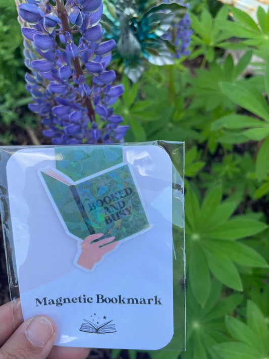 Booked and Busy magnetic bookmark