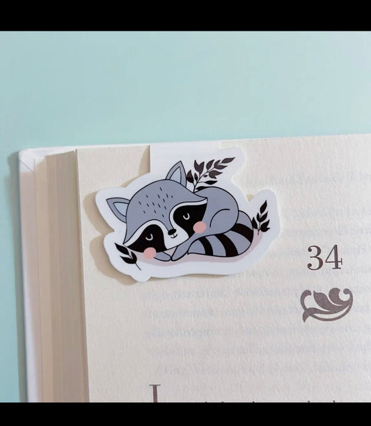 Sleeping Raccoon Magnetic Bookmark by My Favorite Copy