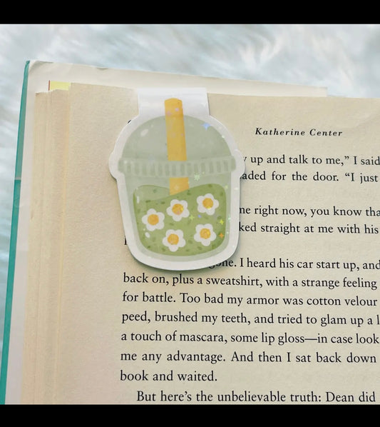 Sparkly Daisy Boba Magnetic Bookmark